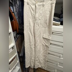 Hollister Linen Blend Striped Cargo Pants